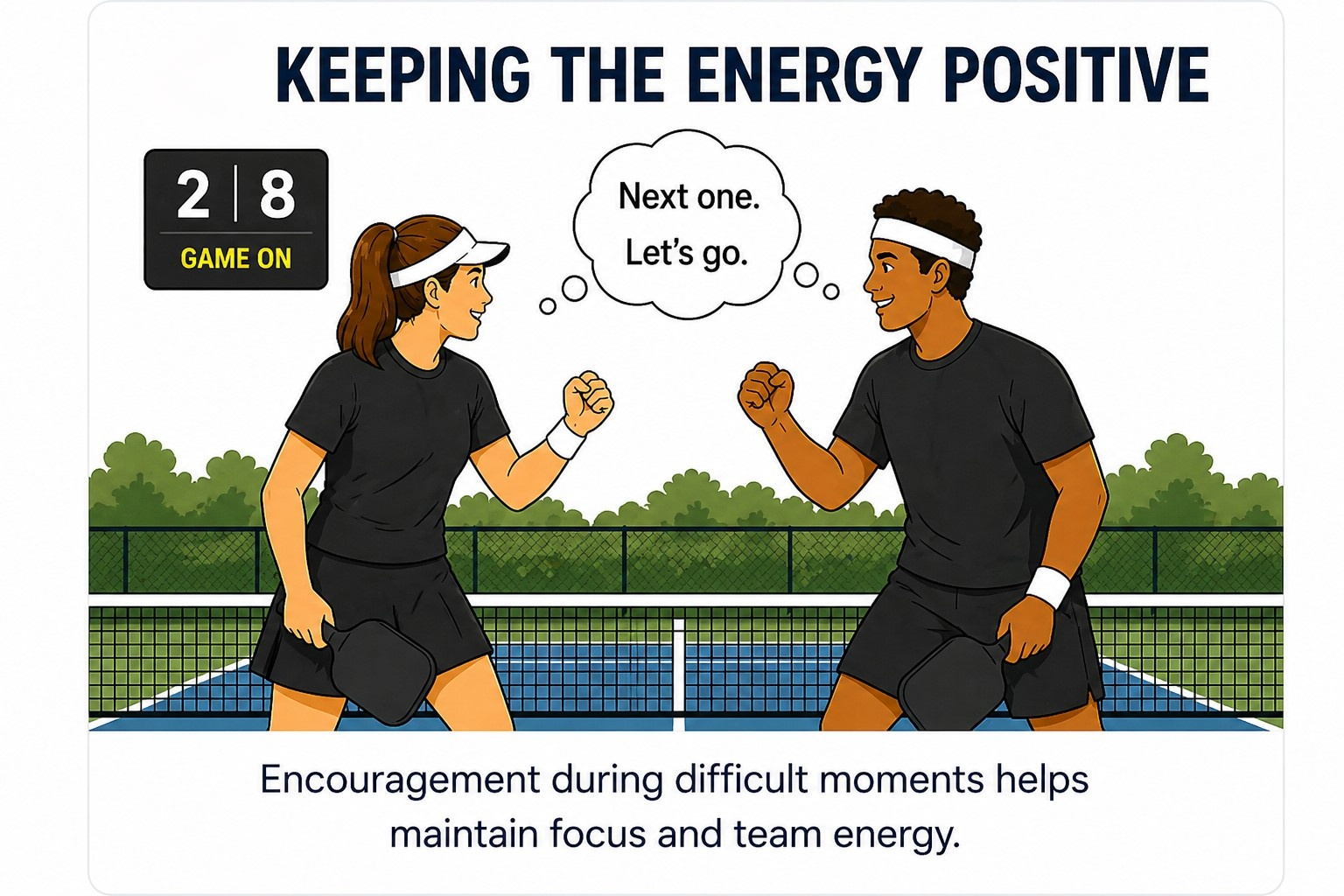 Keeping the Energy Positive pickleball strategy diagram
